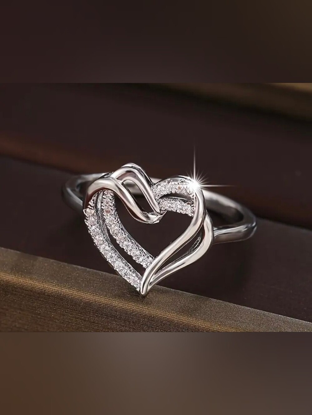 $8 Each Or Bundle 5/$20 Sterling Silver Heart Ring with Clear Crystals
